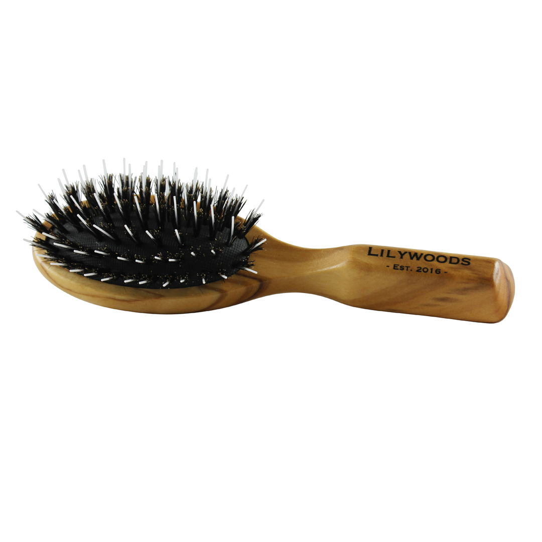Travel Size Boar Bristle Hairbrush with Nylon Pins