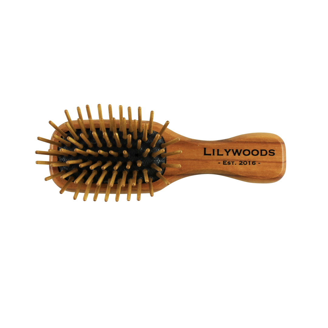 Mini Olive Wood Travel Hairbrush